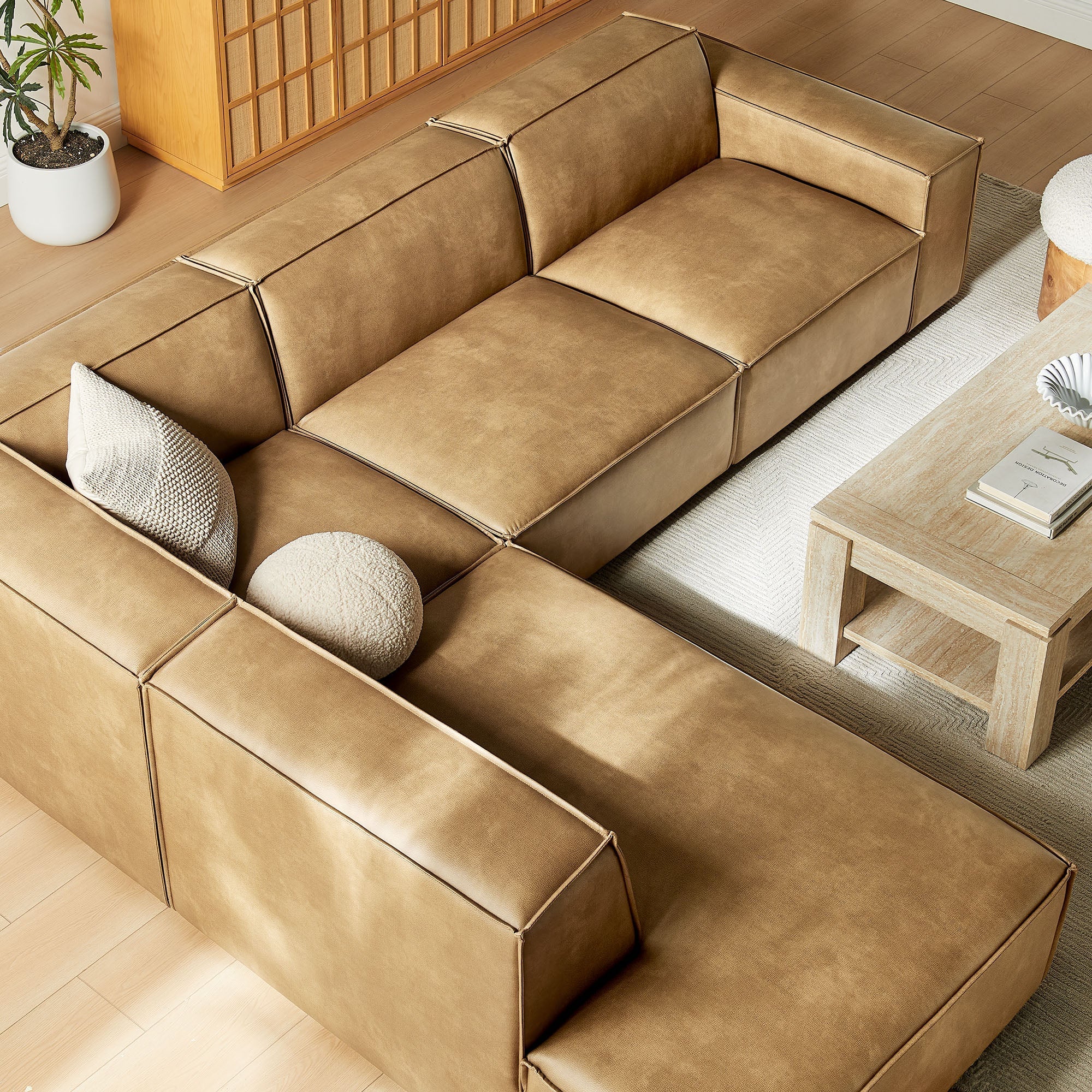 Restore 4-Piece Vegan Leather Modular L-Shaped Sofa