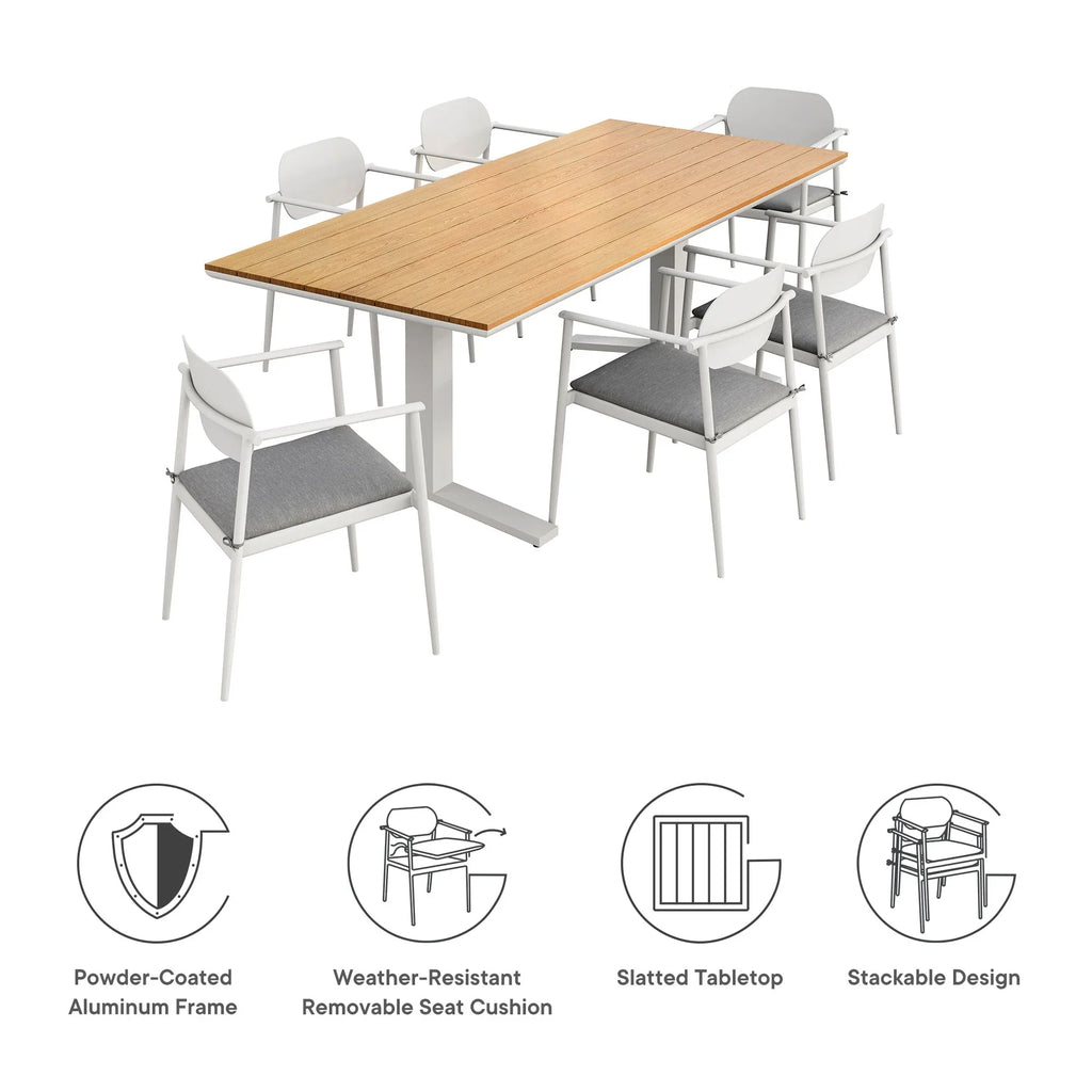 Aeris 7-Piece Outdoor Patio Aluminum Dining Set