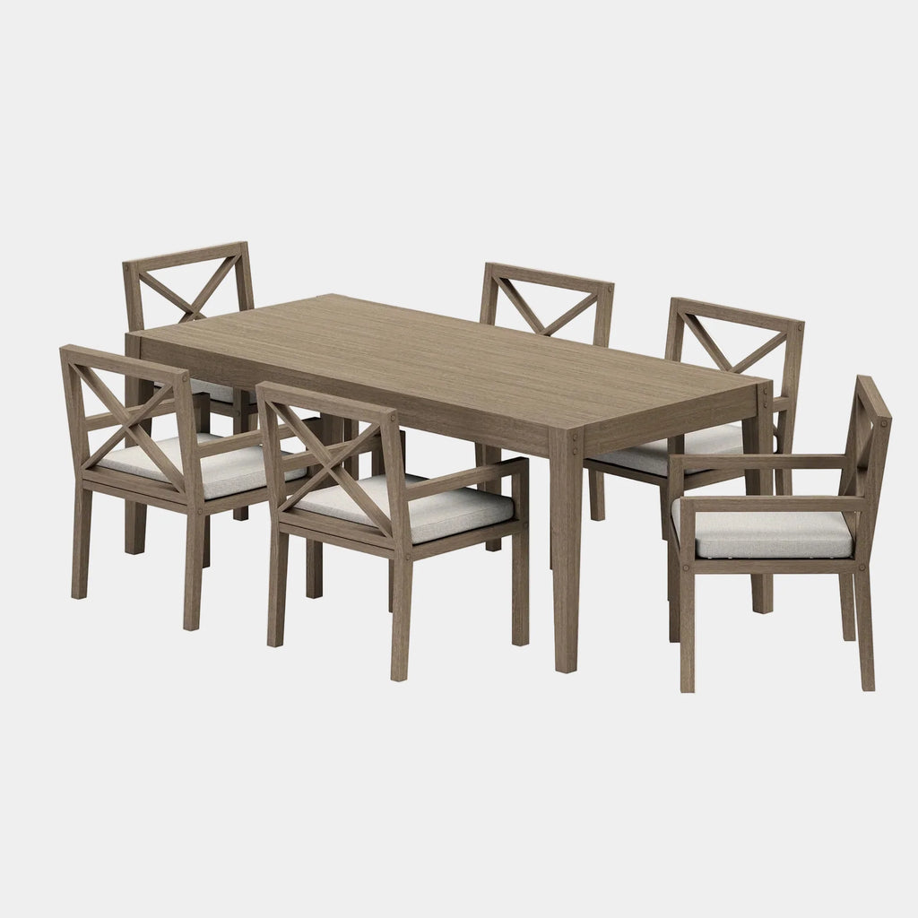 Northlake 7-Piece Outdoor Patio Teak Wood Dining Set in Weathered Gray