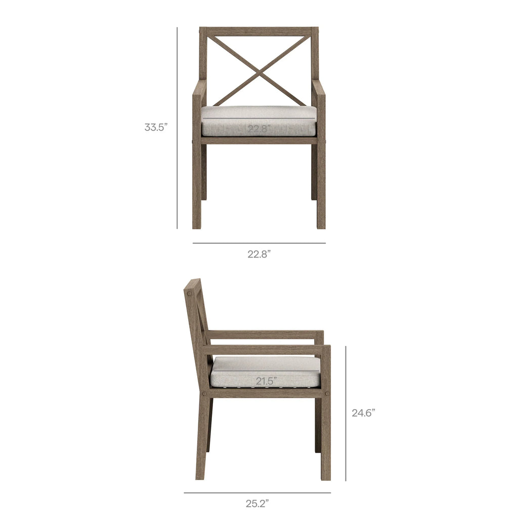 Northlake 7-Piece Outdoor Patio Teak Wood Dining Set in Weathered Gray