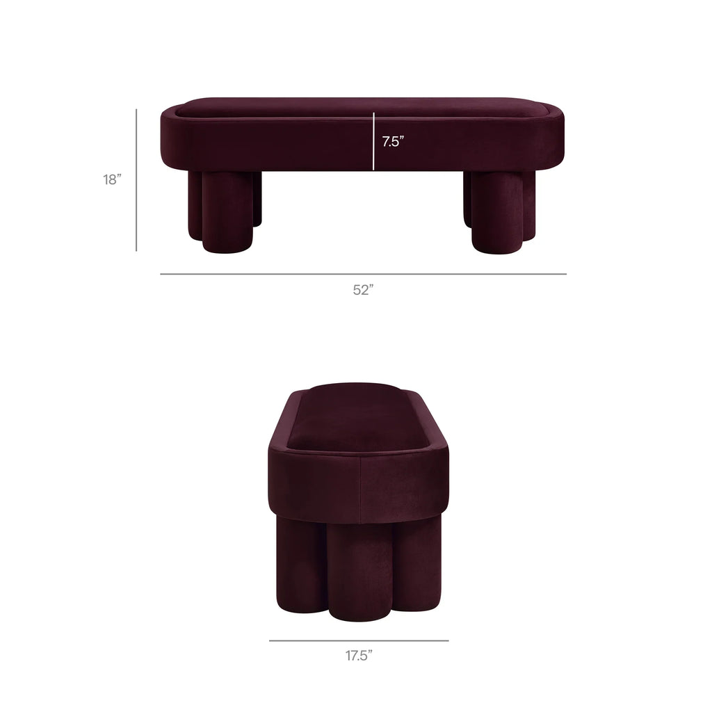 Mossi Oval Performance Velvet Accent Bench
