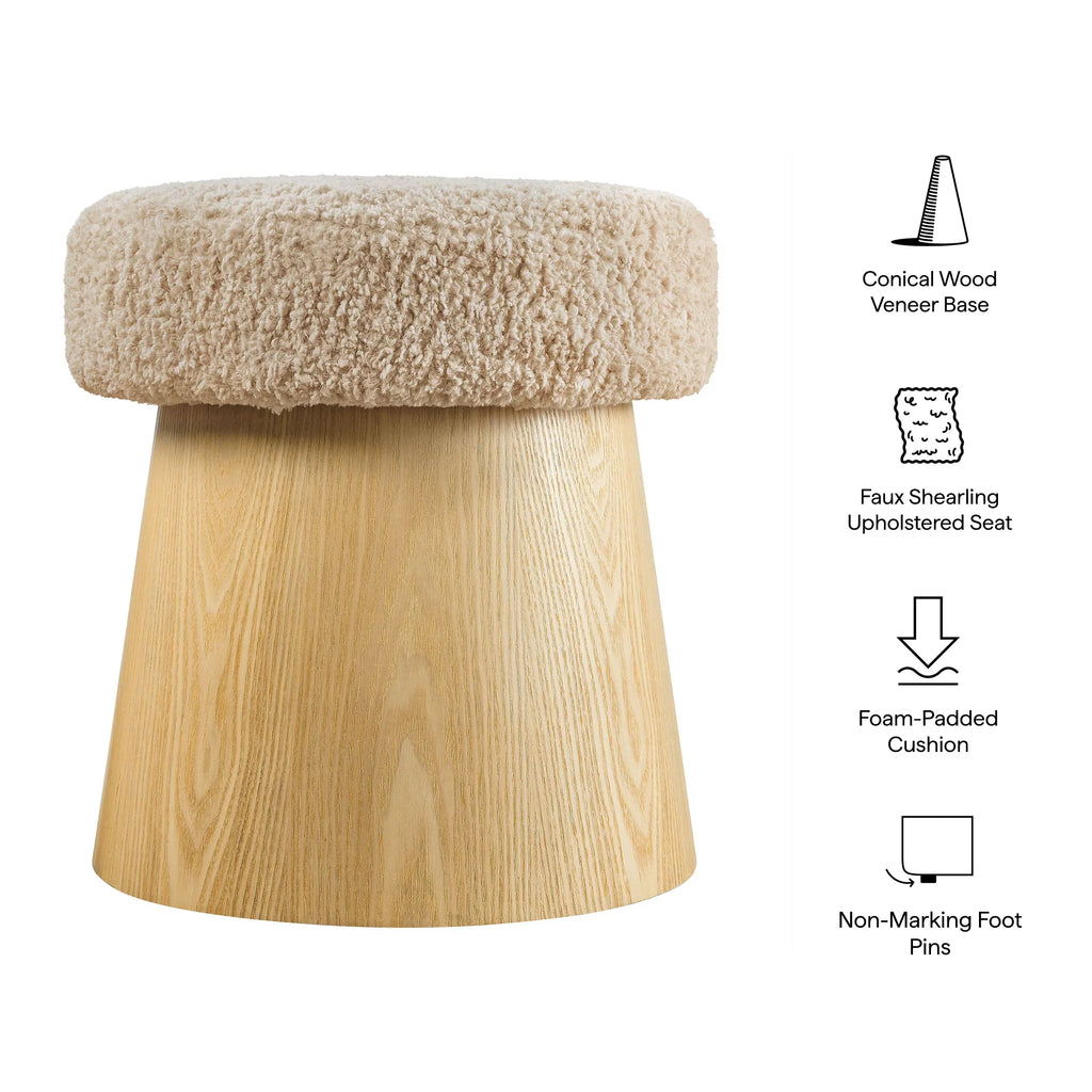Ketra Round Faux Shearling Ottoman Footstool