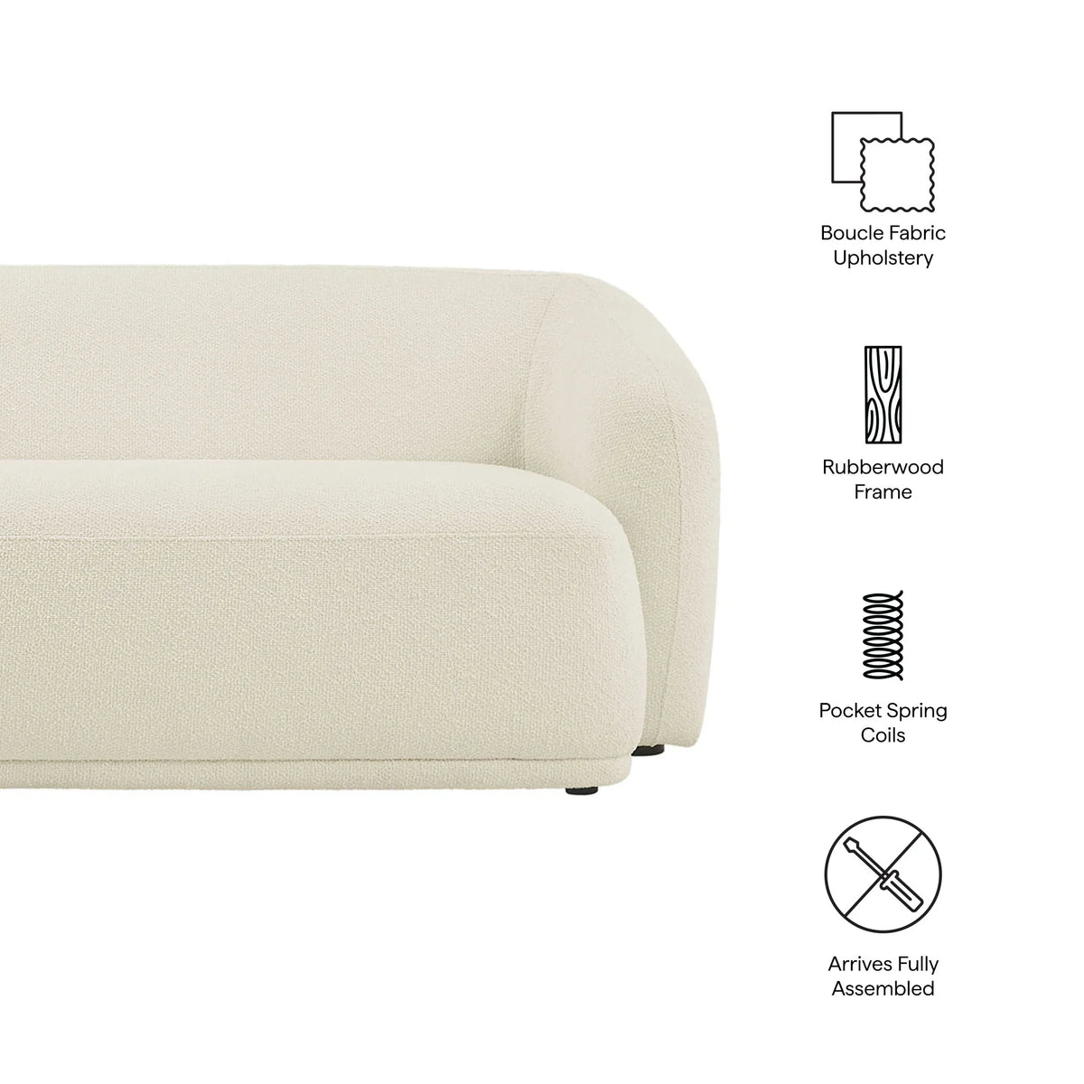 Monica 88 Inch Boucle Fabric Sofa
