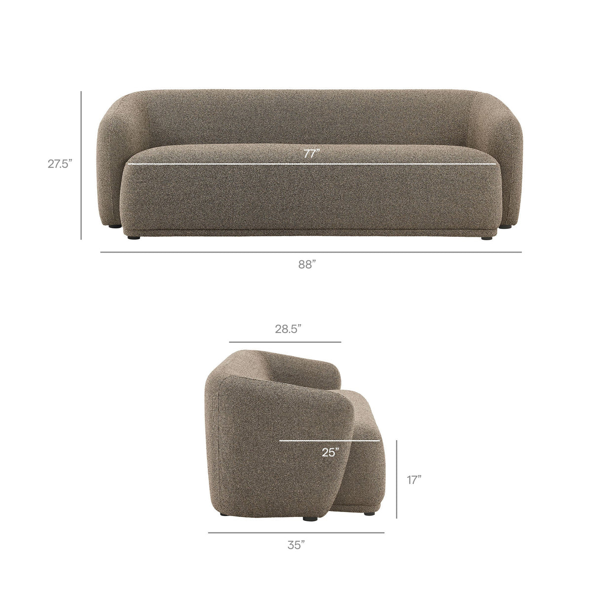 Monica 88 Inch Boucle Fabric Sofa