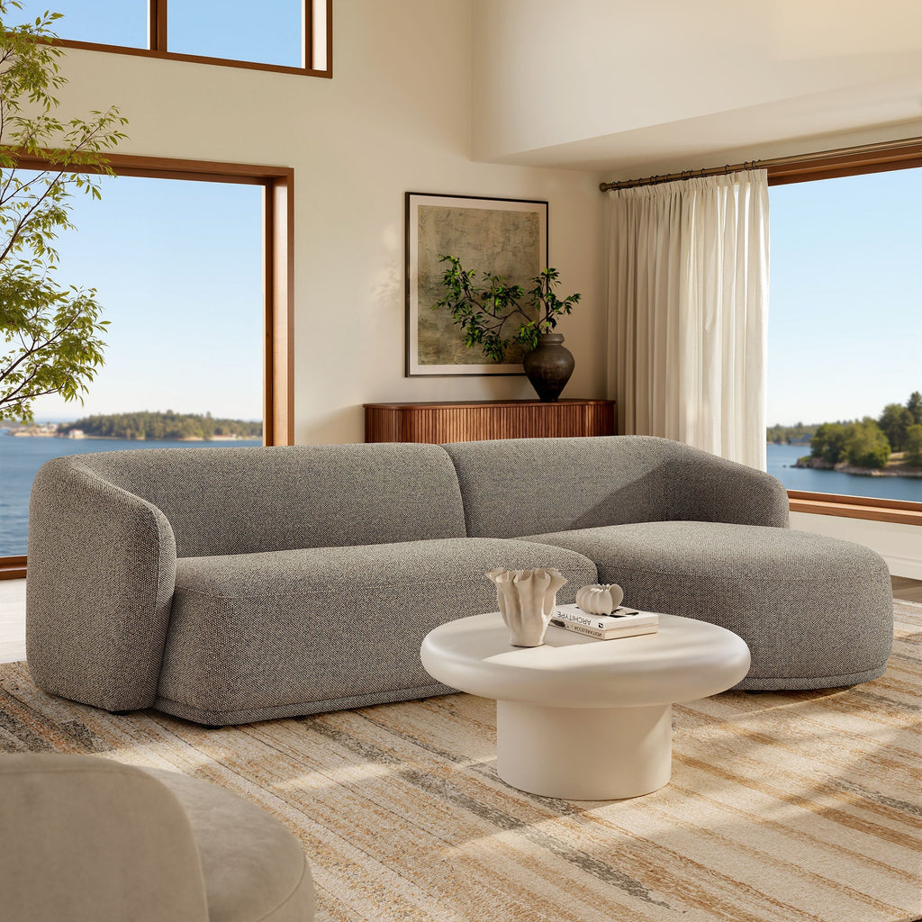 Monica 2 Piece Right Facing Boucle Fabric Modular Sofa with Chaise