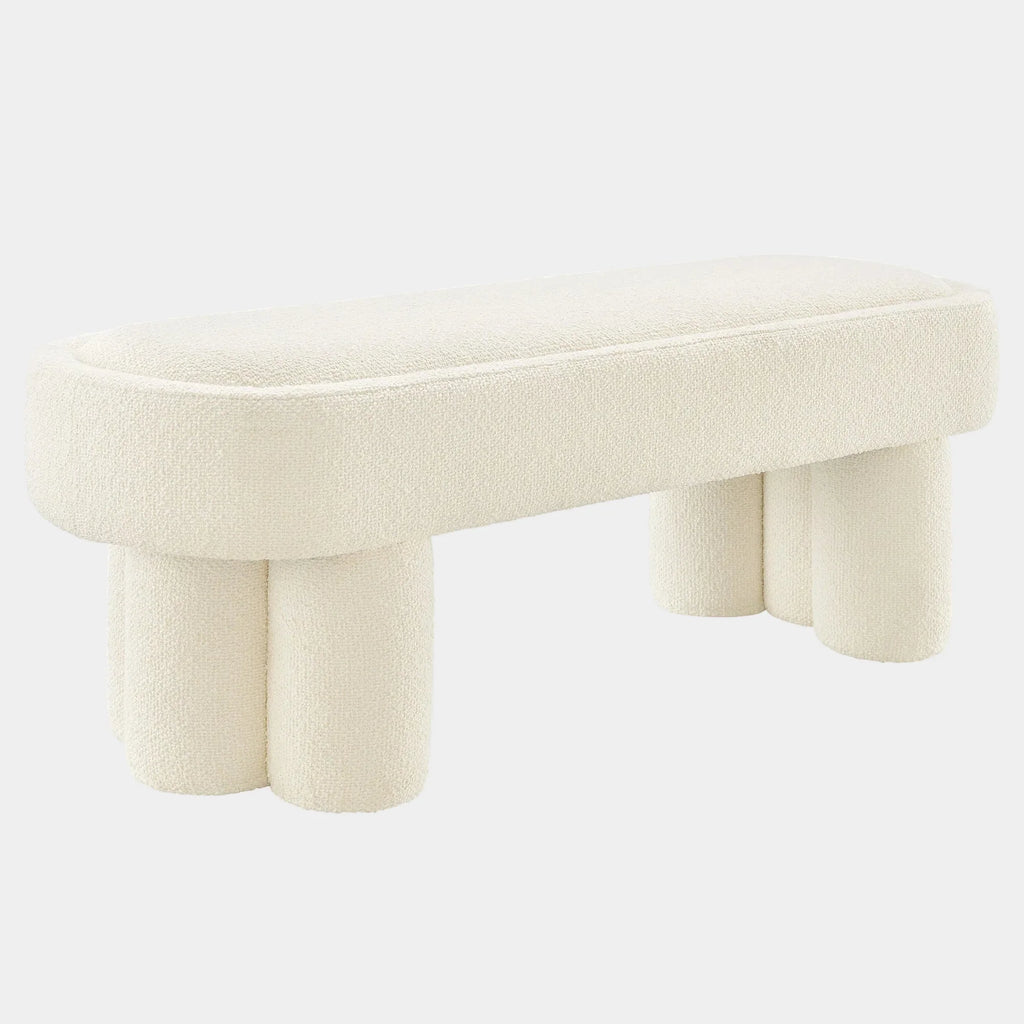 Mossi 52-Inch Oval Boucle Fabric Bench
