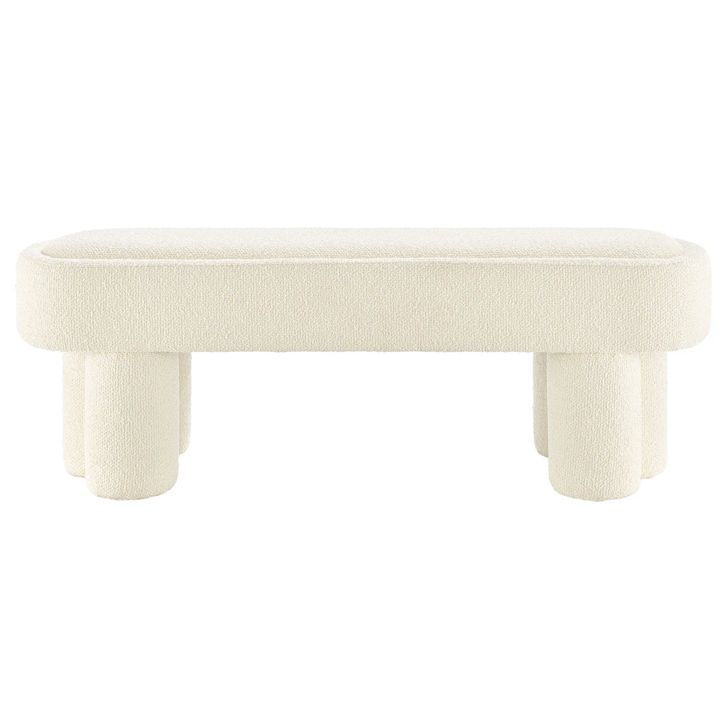 Mossi 52-Inch Oval Boucle Fabric Bench