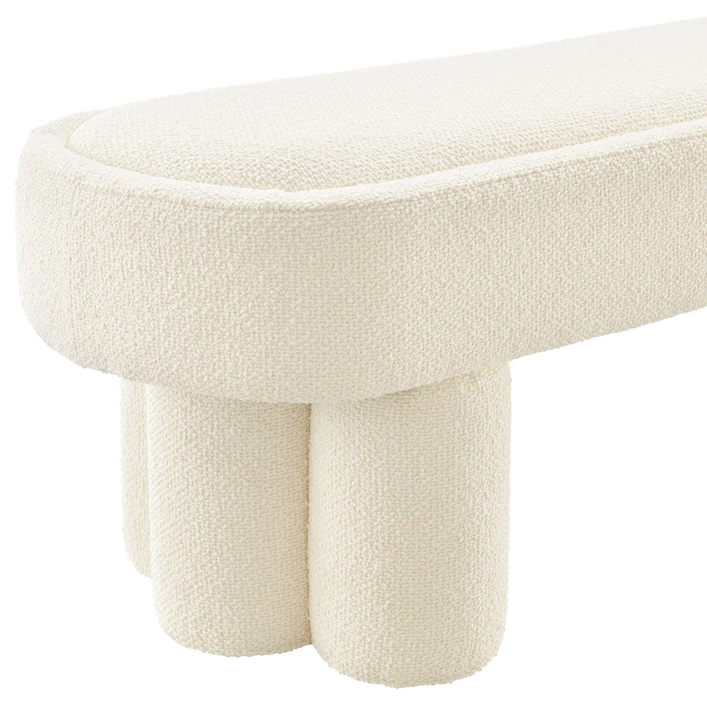 Mossi 52-Inch Oval Boucle Fabric Bench