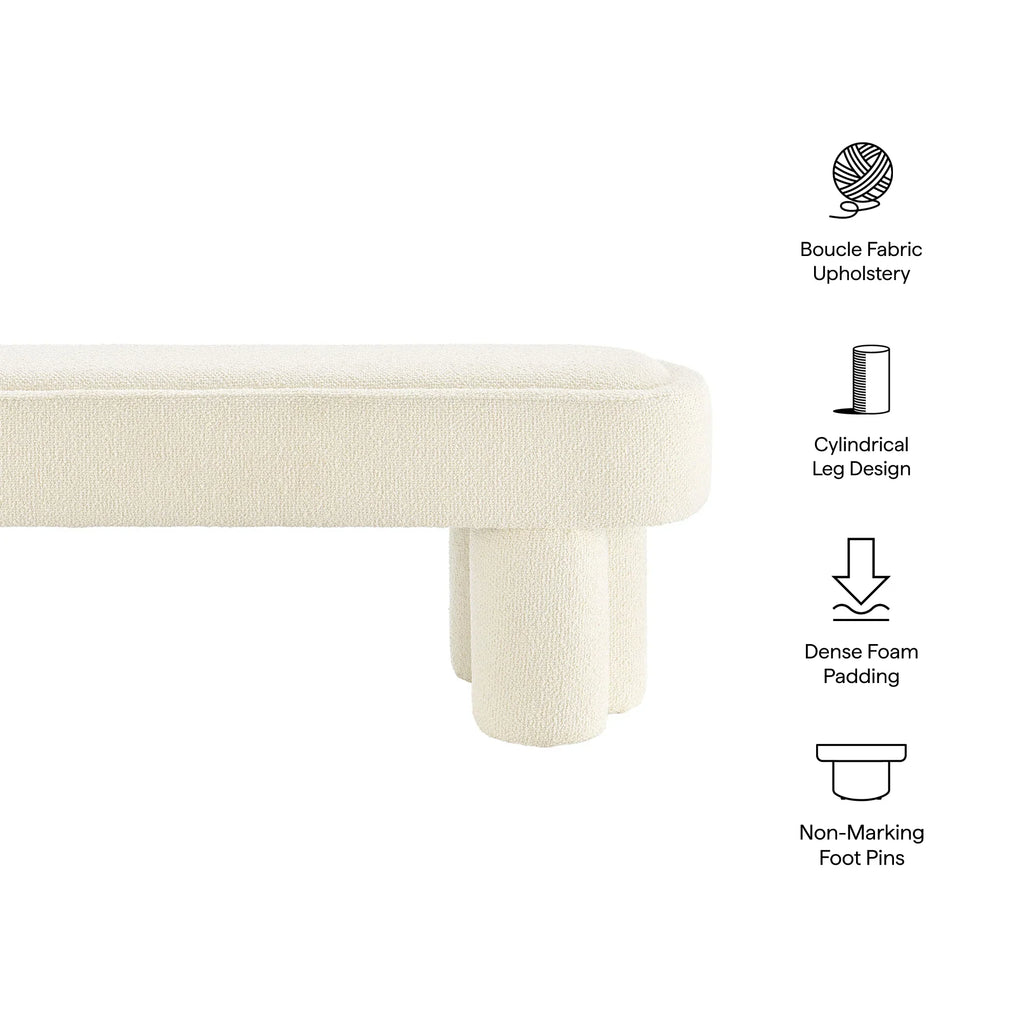 Mossi 52-Inch Oval Boucle Fabric Bench