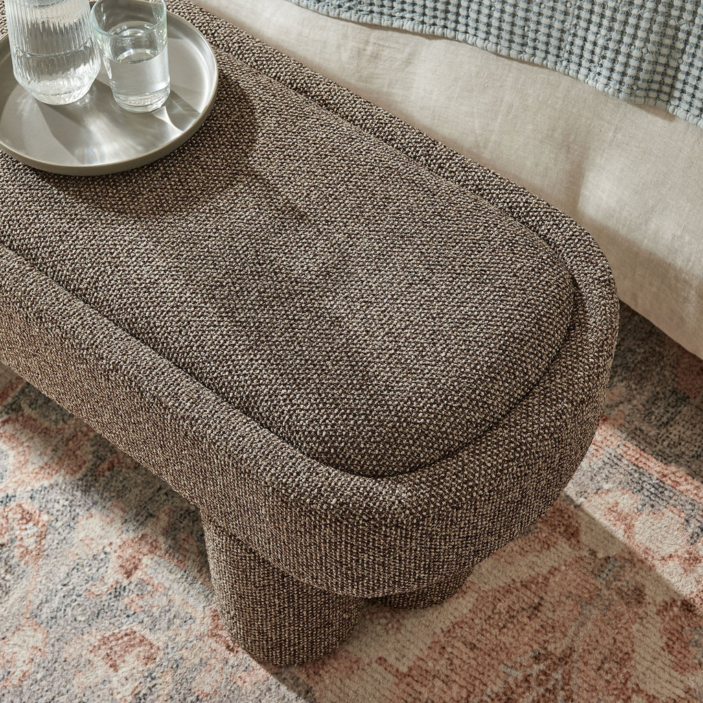 Mossi 52-Inch Oval Boucle Fabric Bench