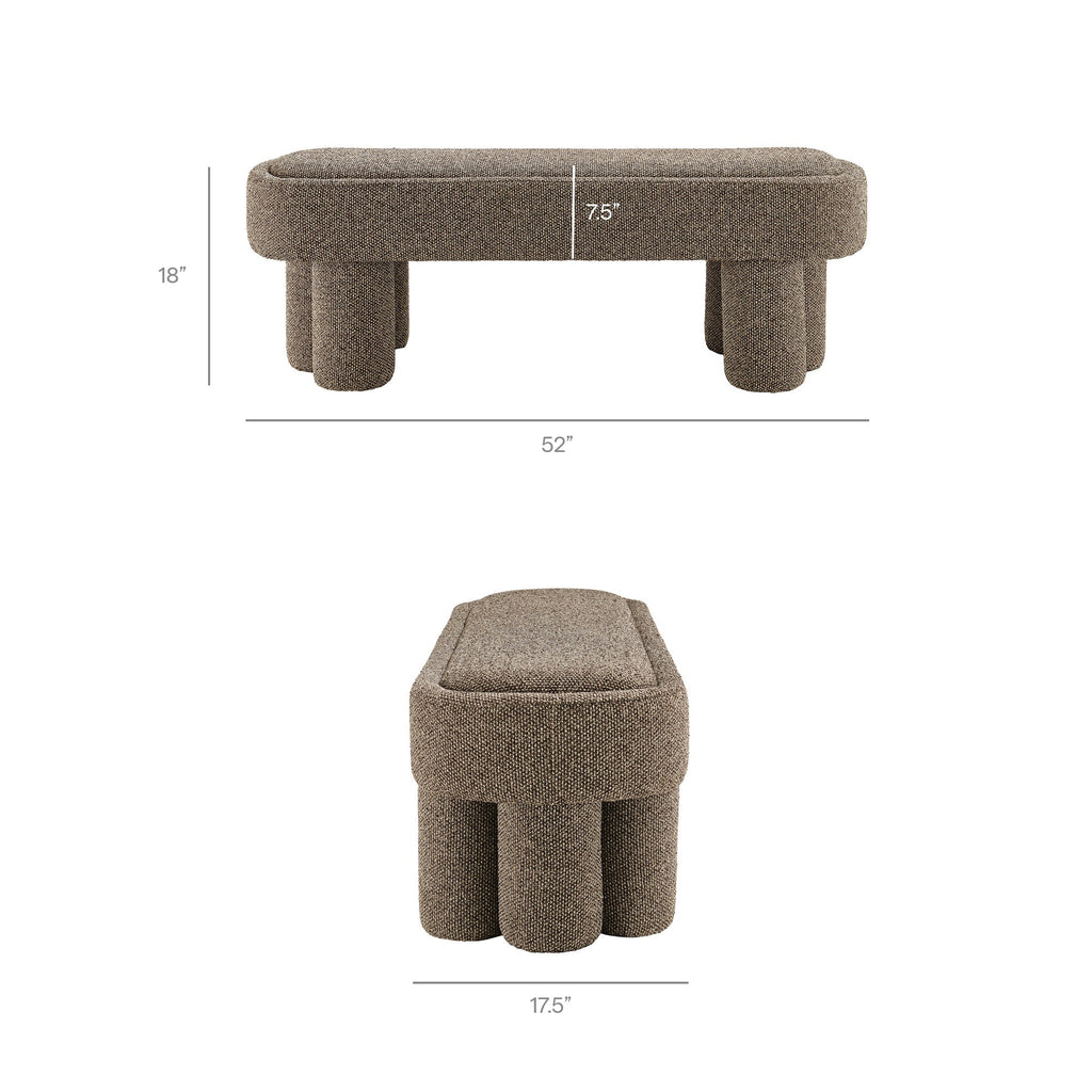 Mossi 52-Inch Oval Boucle Fabric Bench