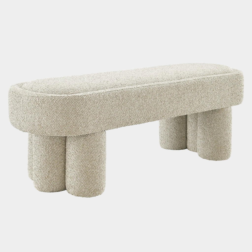 Mossi 52-Inch Oval Boucle Fabric Bench
