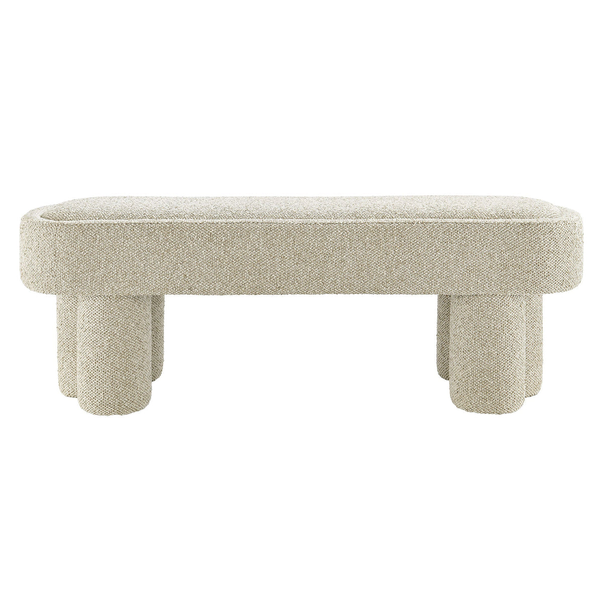 Mossi 52-Inch Oval Boucle Fabric Bench