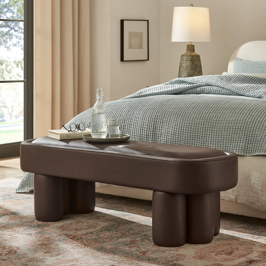 Mossi 52-Inch Oval Vegan Leather Bench
