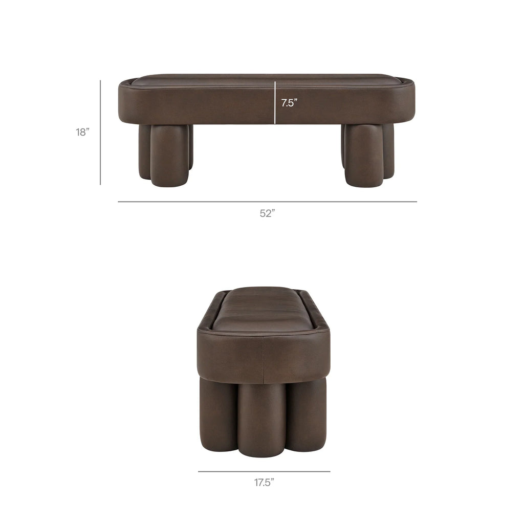 Mossi 52-Inch Oval Vegan Leather Bench