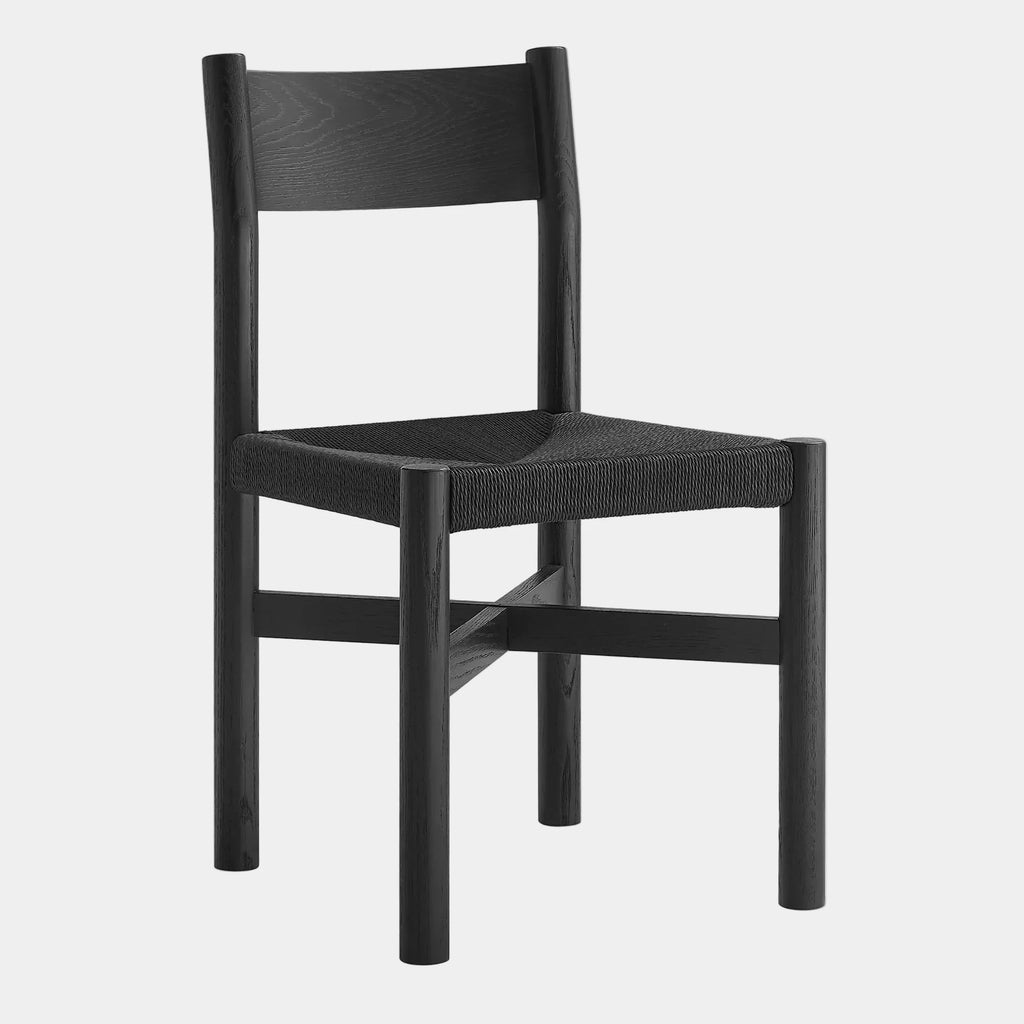 Alvia Wood Dining Side Chair With Woven Seat