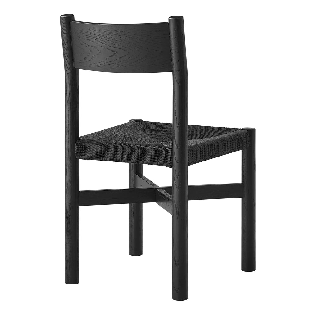 Alvia Wood Dining Side Chair With Woven Seat