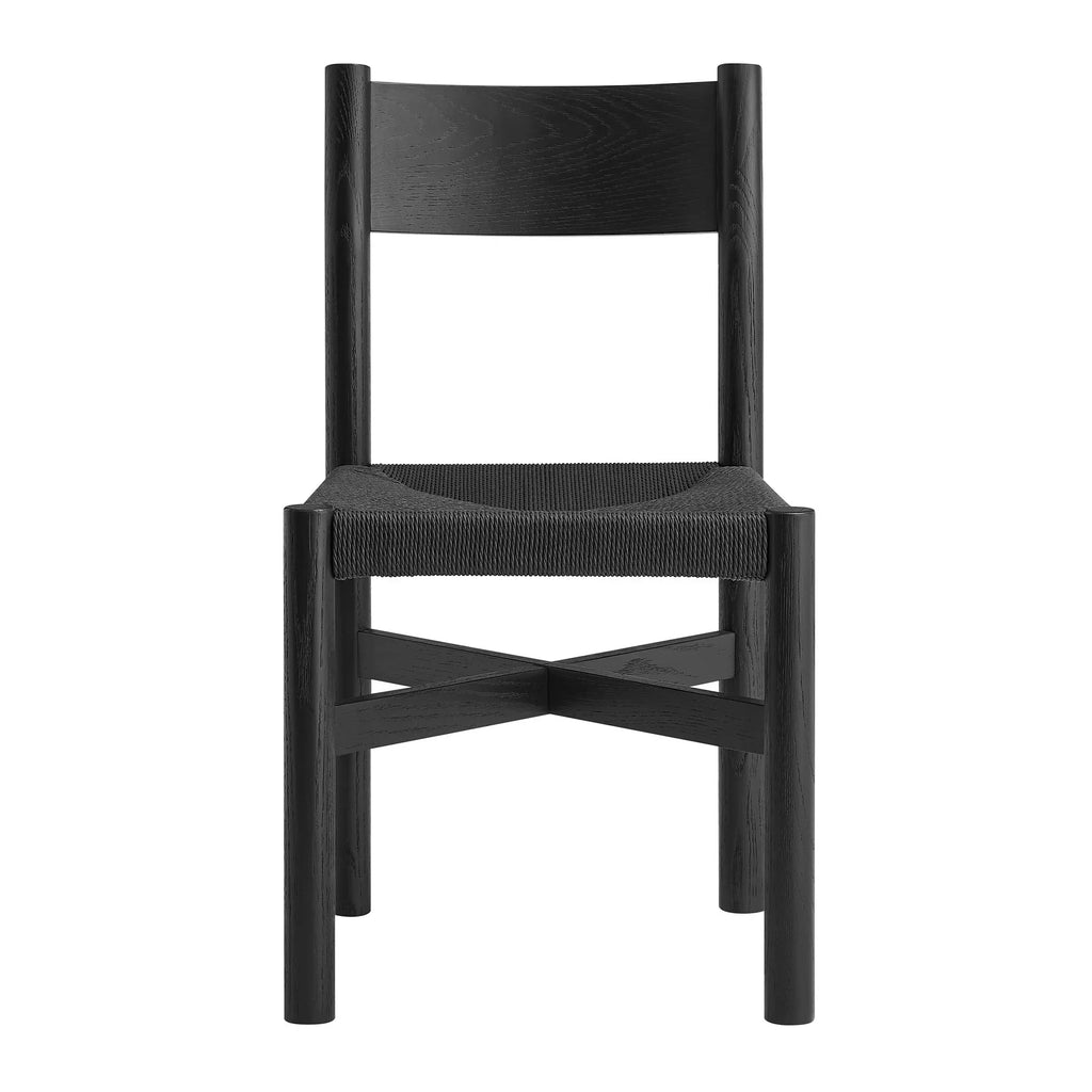 Alvia Wood Dining Side Chair With Woven Seat