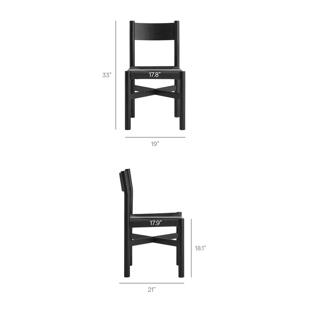 Alvia Wood Dining Side Chair With Woven Seat