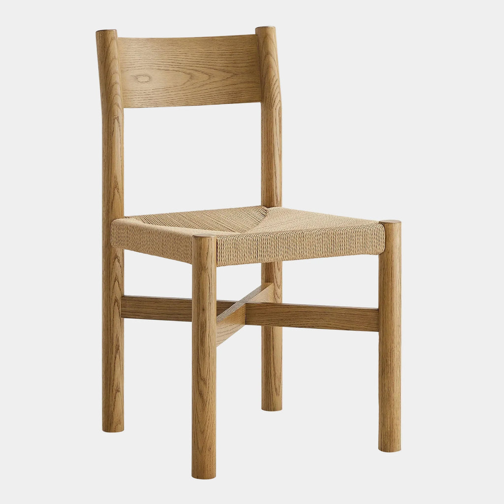 Alvia Wood Dining Side Chair With Woven Seat