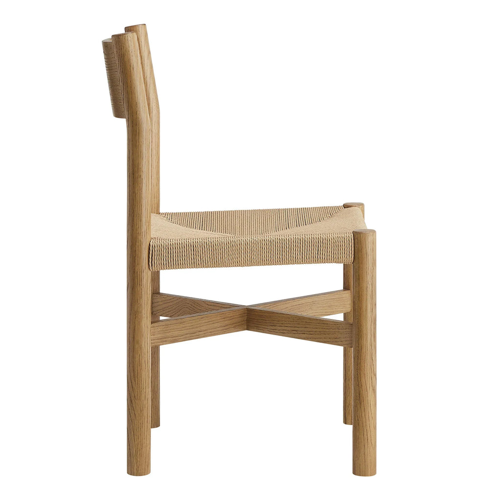 Alvia Wood Dining Side Chair With Woven Seat