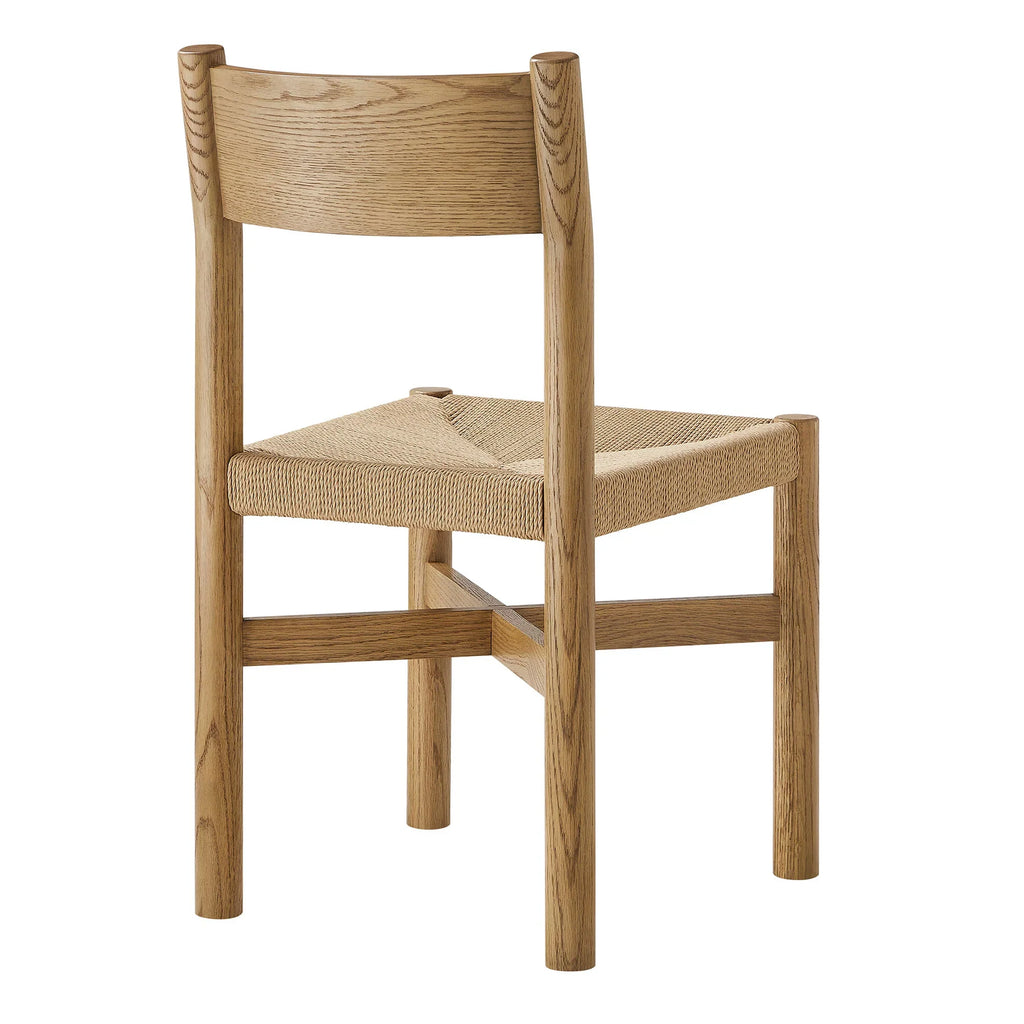 Alvia Wood Dining Side Chair With Woven Seat