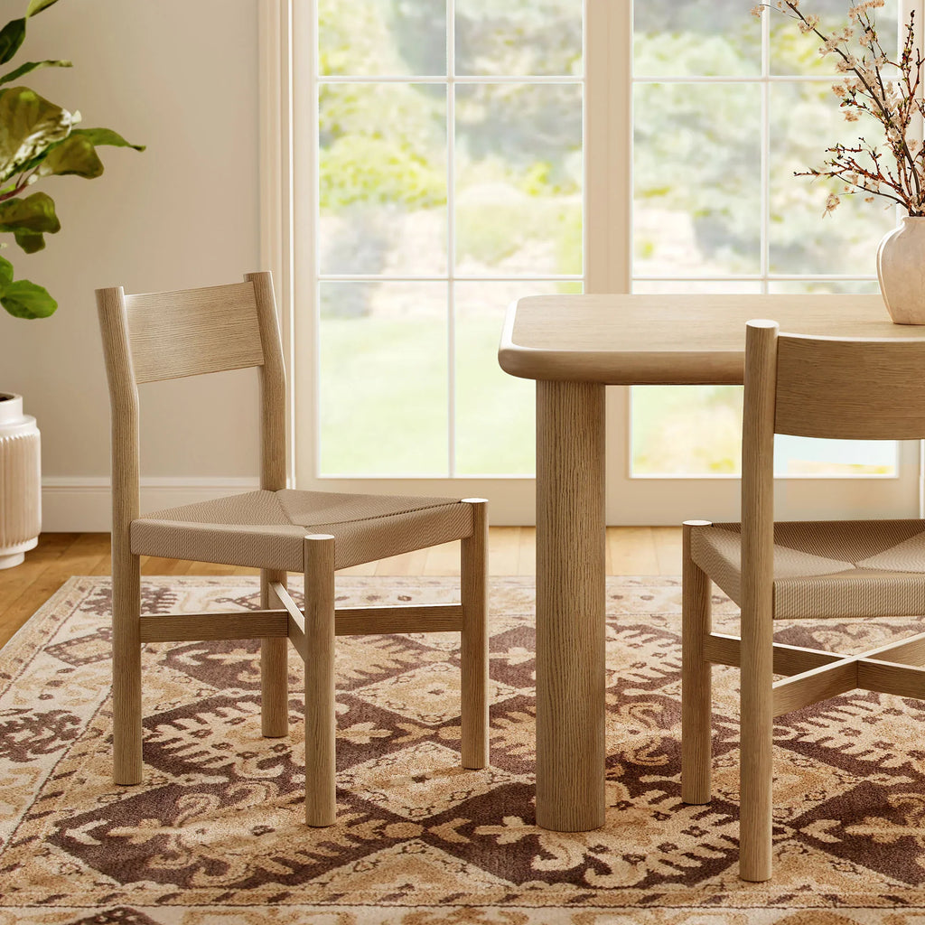 Alvia Wood Dining Side Chair With Woven Seat