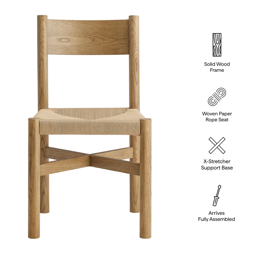 Alvia Wood Dining Side Chair With Woven Seat