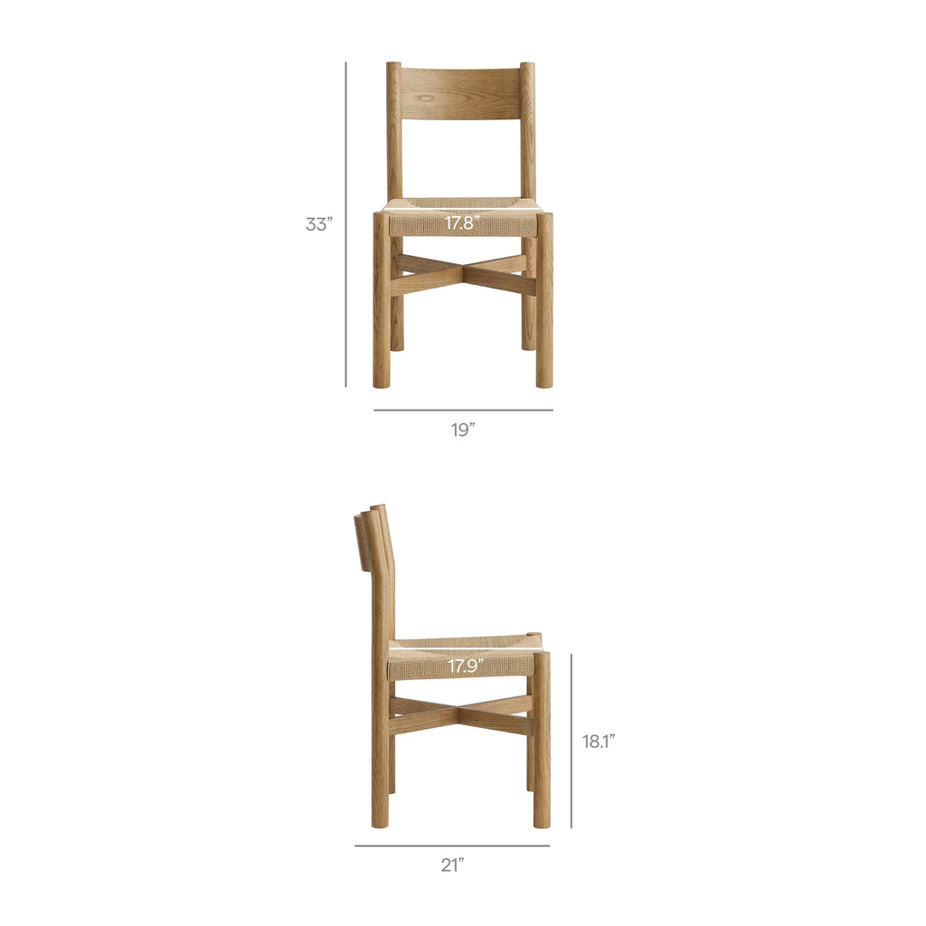 Alvia Wood Dining Side Chair With Woven Seat