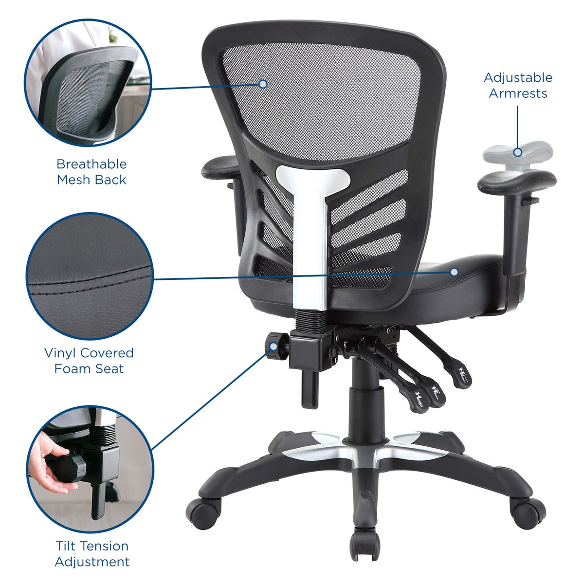 Articulate Vinyl Office Chair in Black