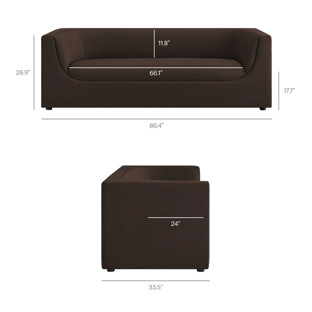 Hilda 86" Curved Back Performance Velvet Sofa