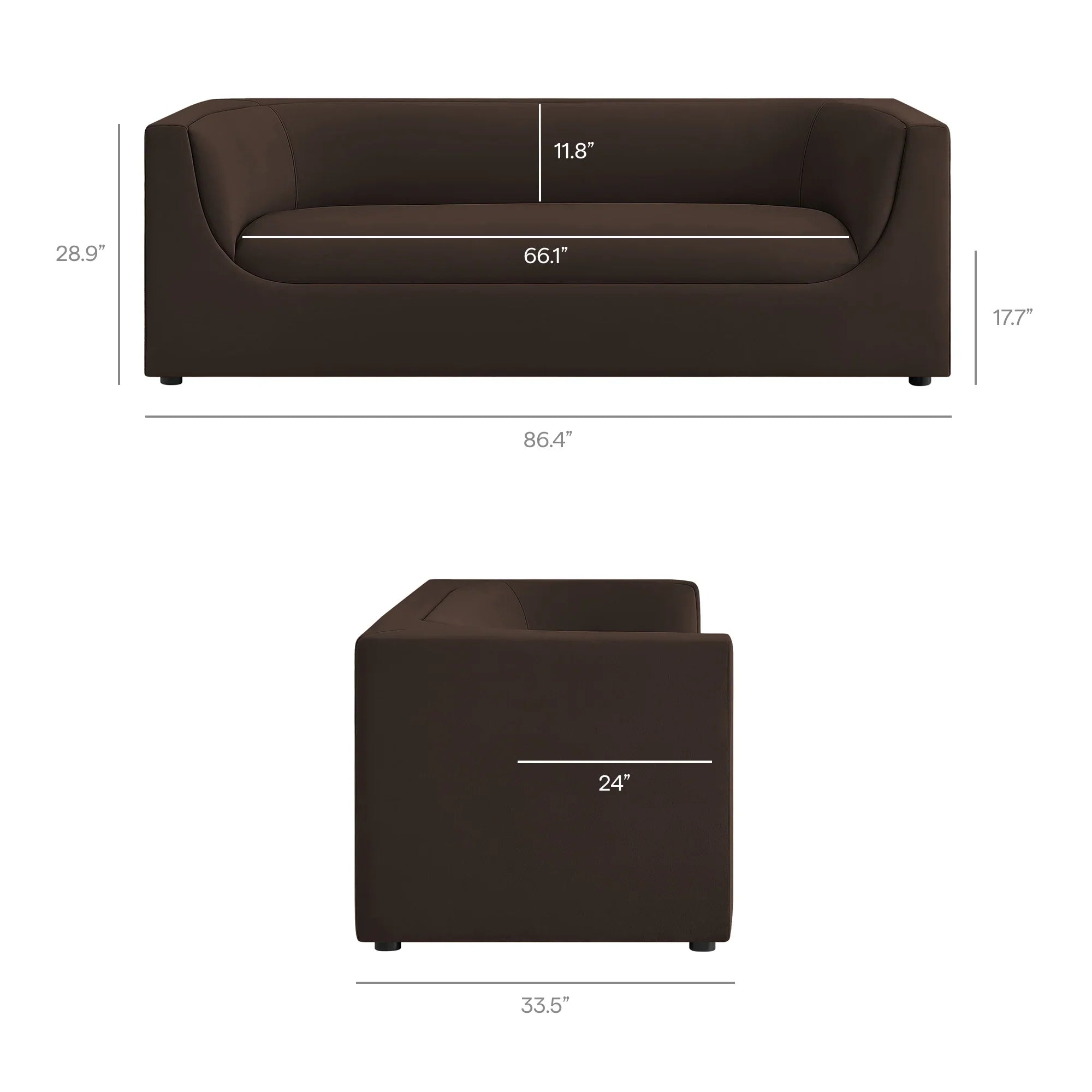 Hilda 86" Curved Back Performance Velvet Sofa