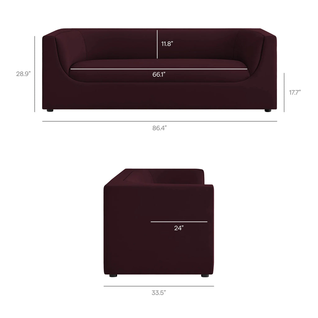 Hilda 86" Curved Back Performance Velvet Sofa