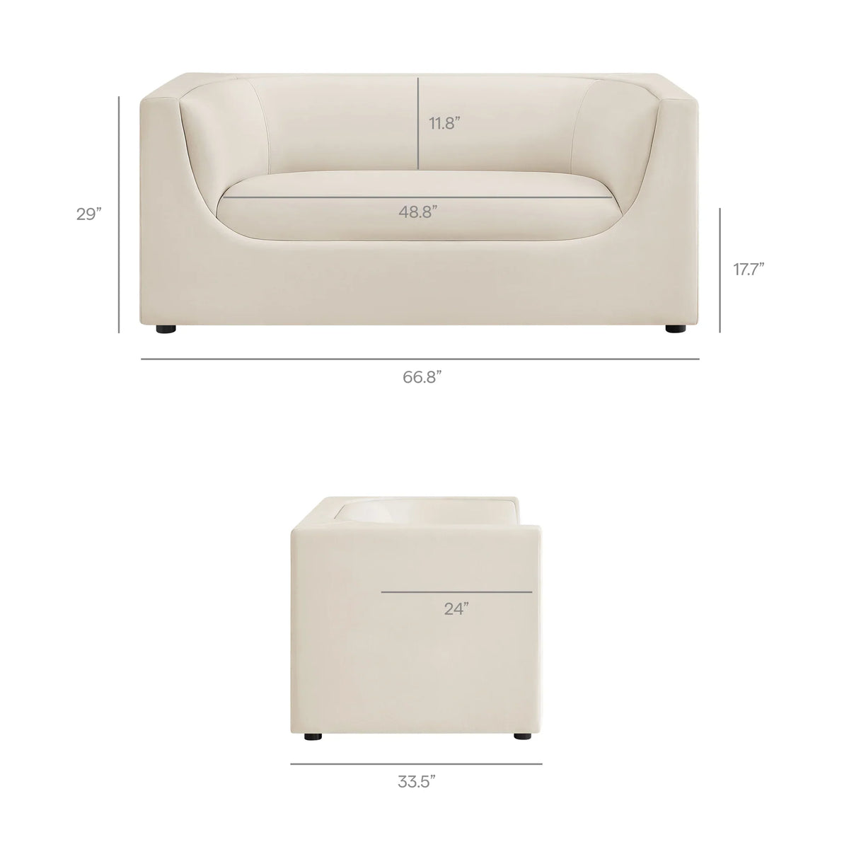 Hilda 67" Curved Back Performance Velvet Loveseat