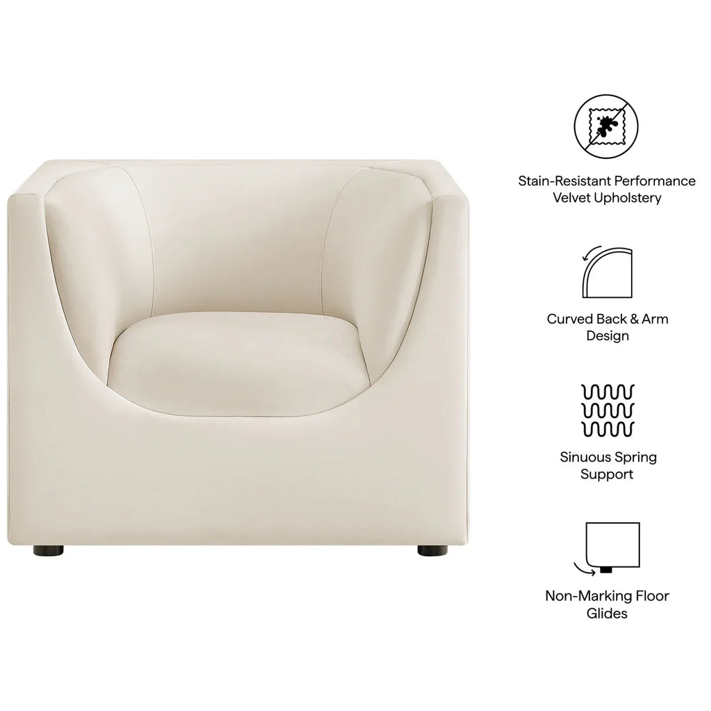 Hilda Curved Back Performance Velvet Armchair