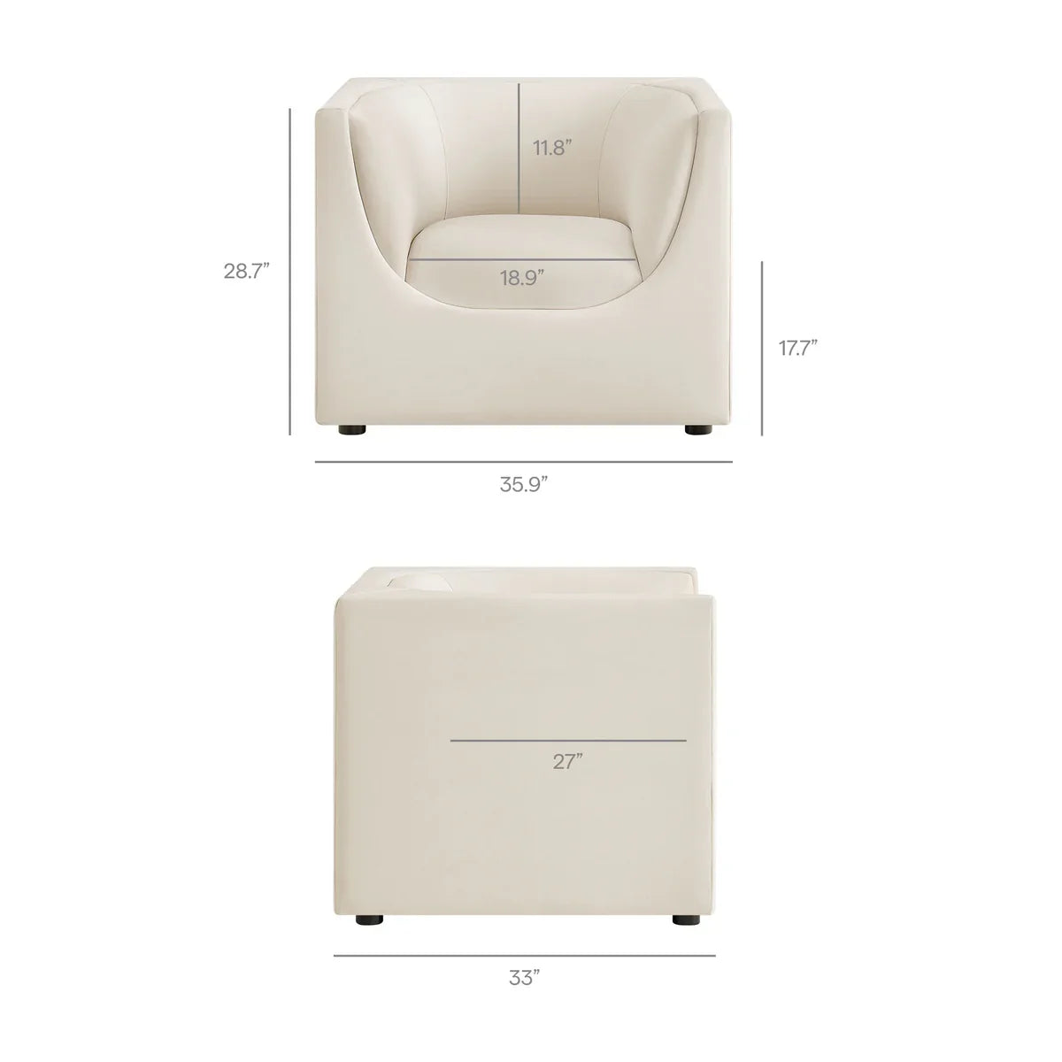 Hilda Curved Back Performance Velvet Armchair