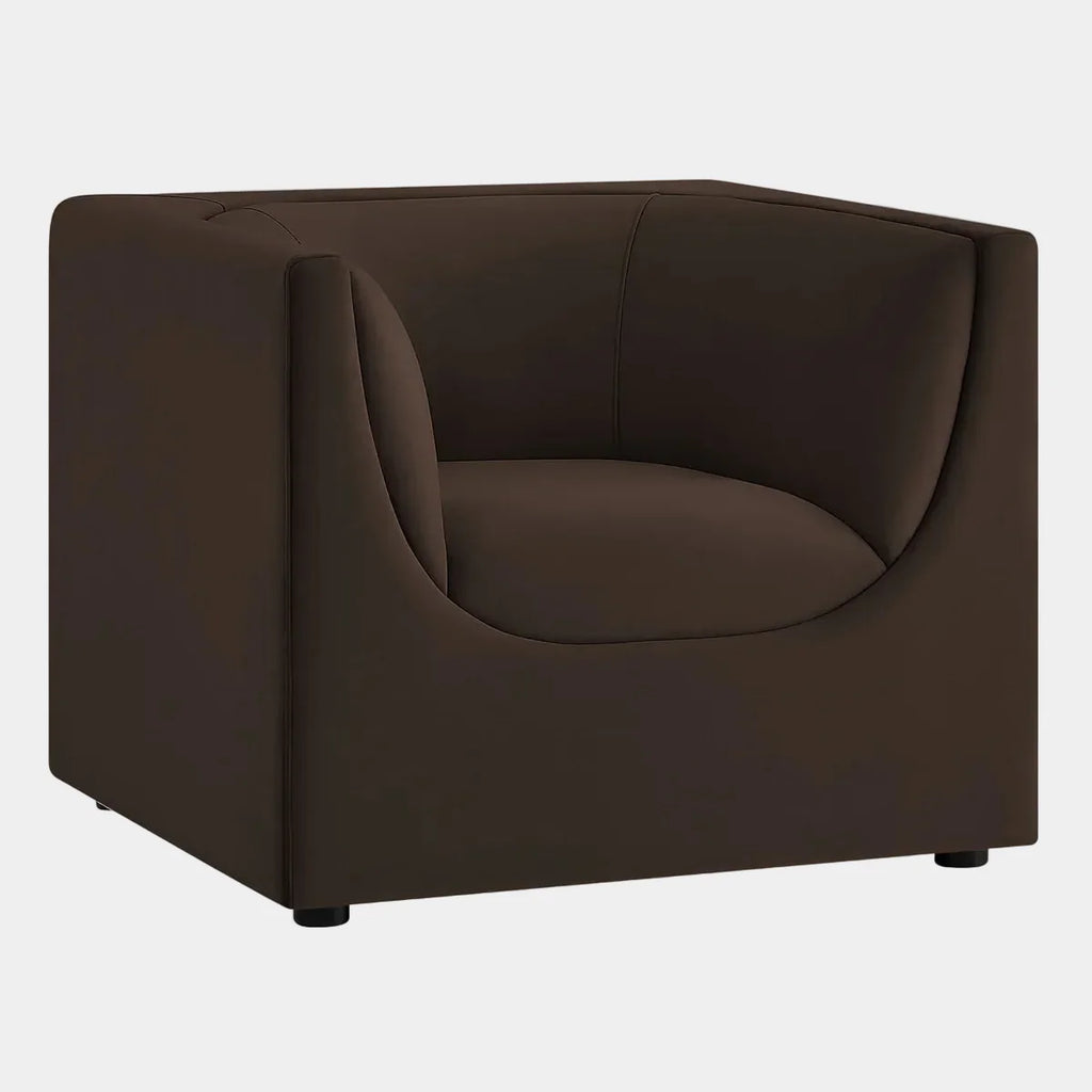Hilda Curved Back Performance Velvet Armchair