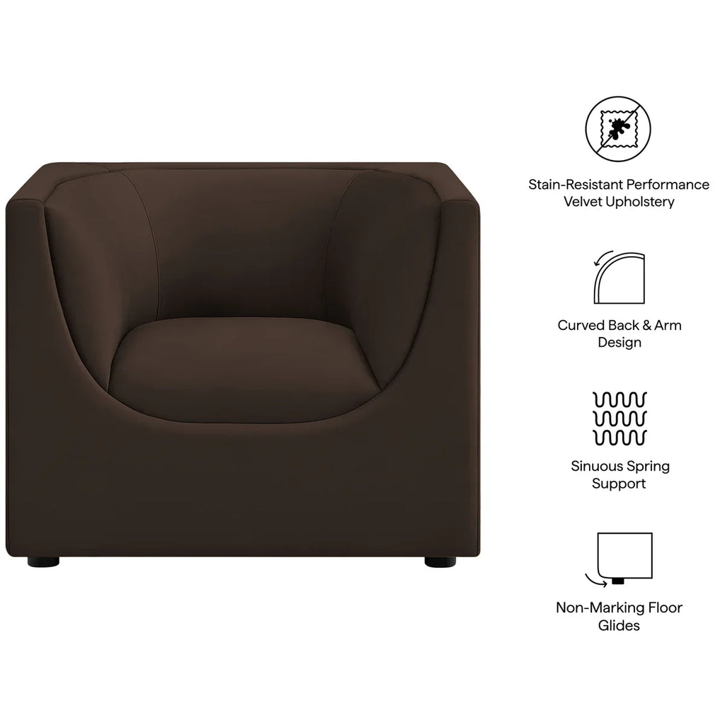 Hilda Curved Back Performance Velvet Armchair