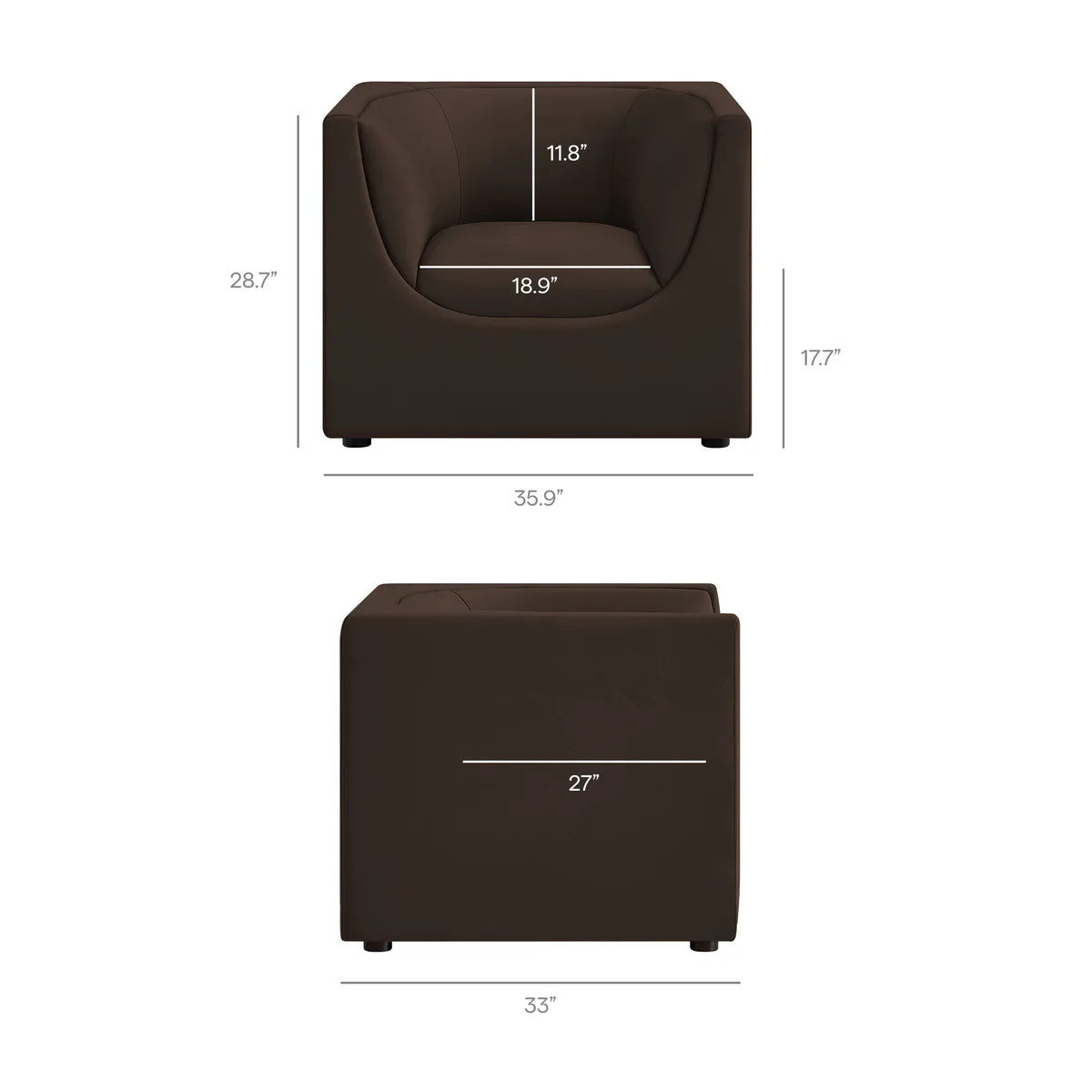 Hilda Curved Back Performance Velvet Armchair