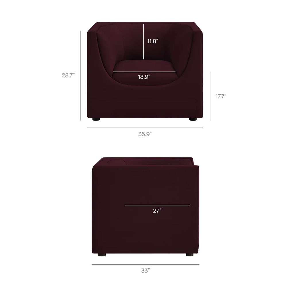Hilda Curved Back Performance Velvet Armchair