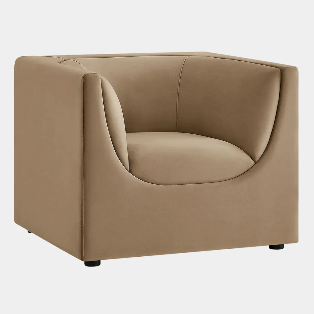 Hilda Curved Back Performance Velvet Armchair