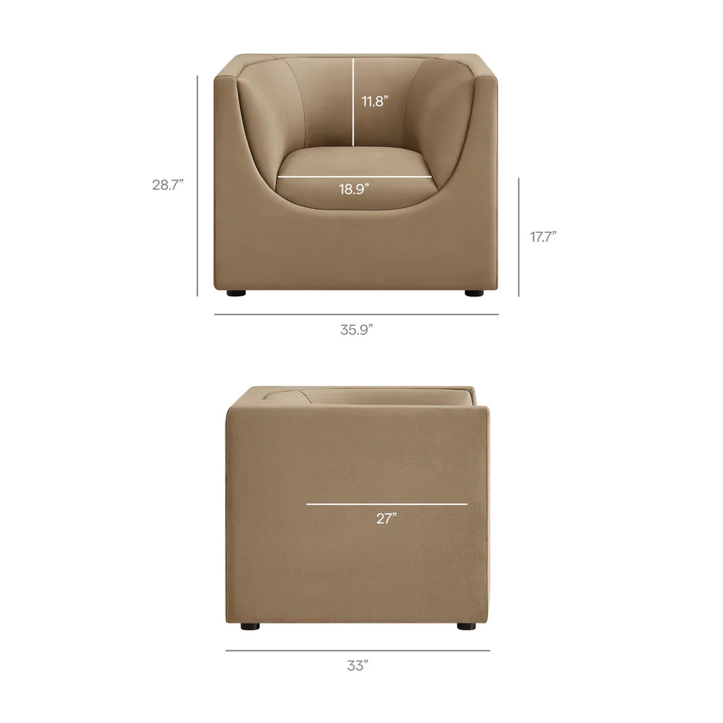 Hilda Curved Back Performance Velvet Armchair
