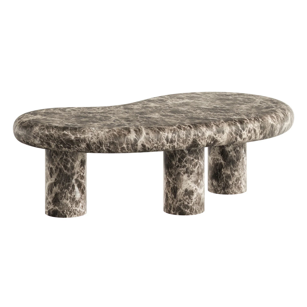 Elowen Indoor - Outdoor Textured Faux Travertine Coffee Table
