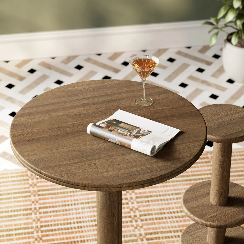 Neo 31 Inch Round Indoor - Outdoor Patio Wood Bar Table
