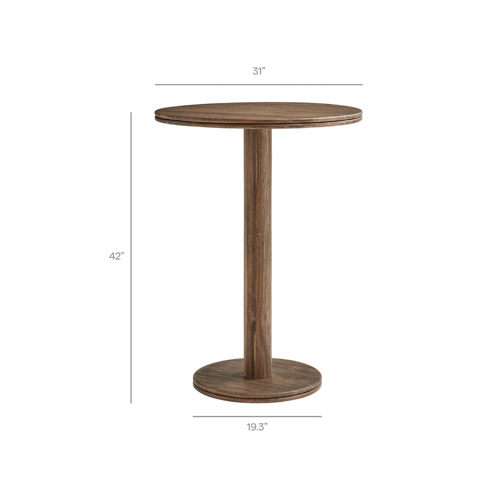 Neo 31 Inch Round Indoor - Outdoor Patio Wood Bar Table