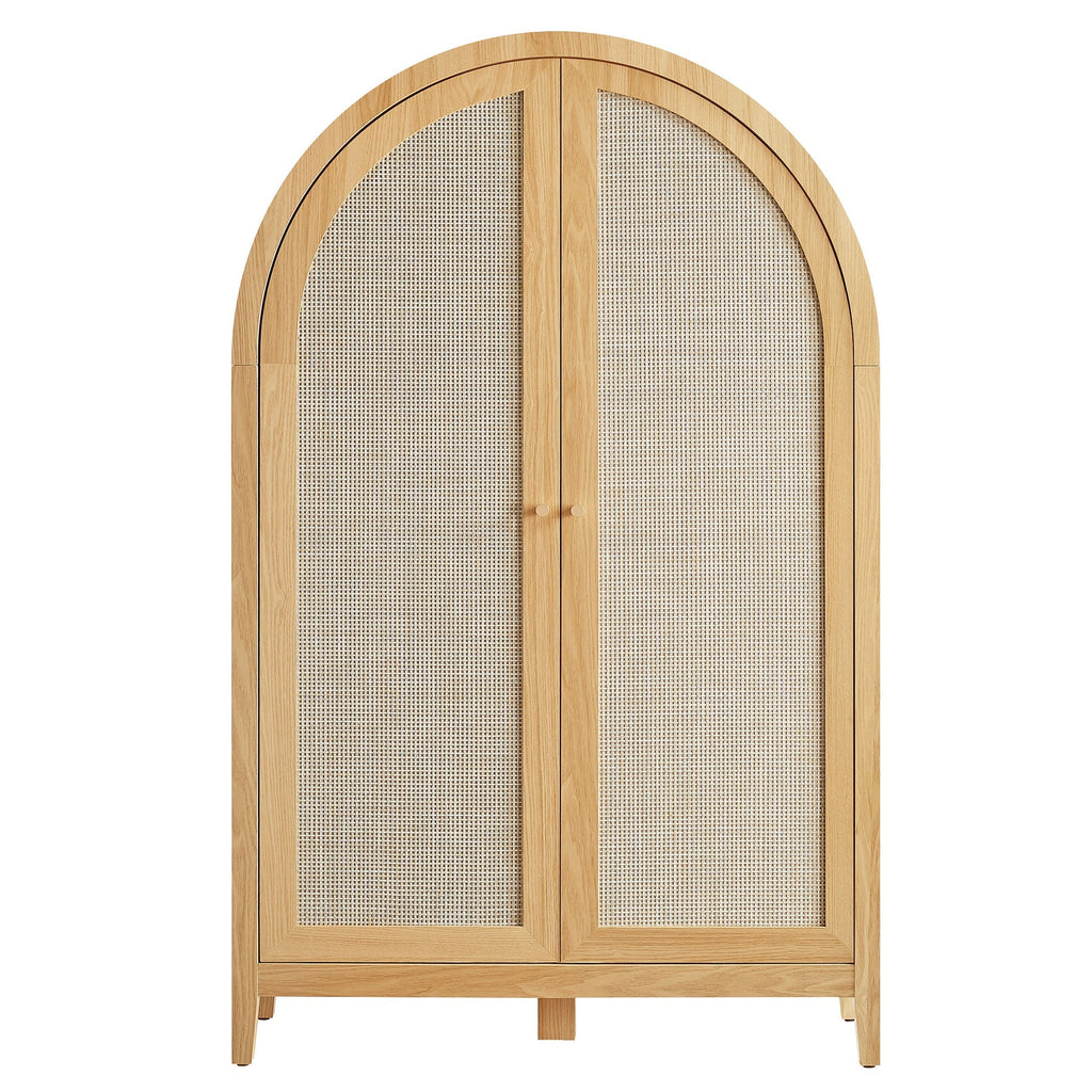 Calista 63 Inch Arched Storage Cabinet With Folding Desk