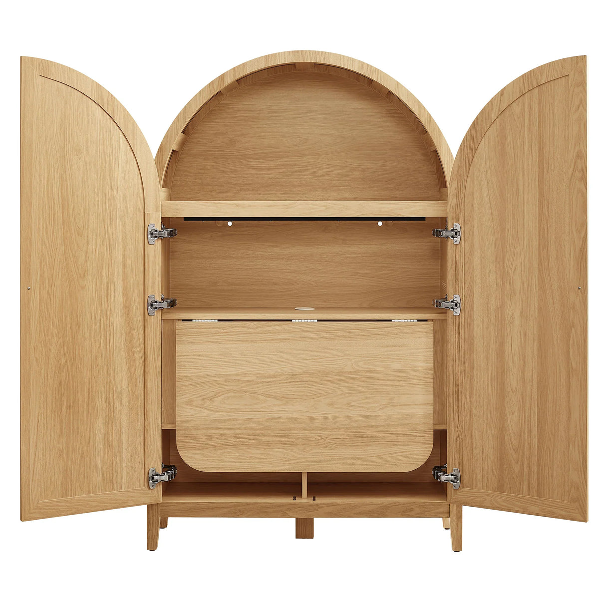 Calista 63 Inch Arched Storage Cabinet With Folding Desk
