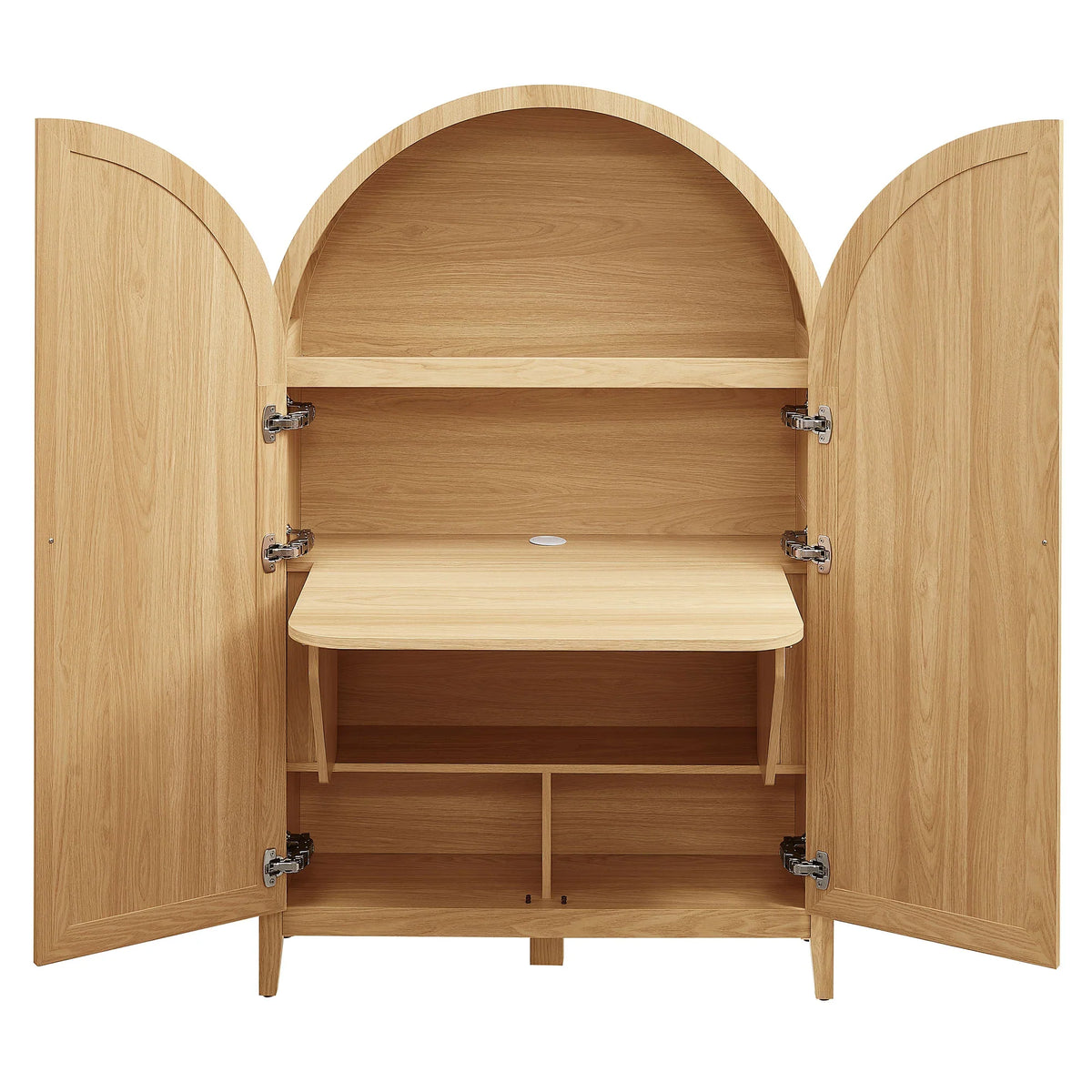 Calista 63 Inch Arched Storage Cabinet With Folding Desk