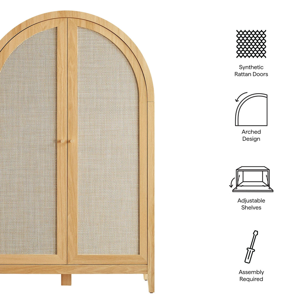 Calista 63 Inch Arched Storage Cabinet With Folding Desk