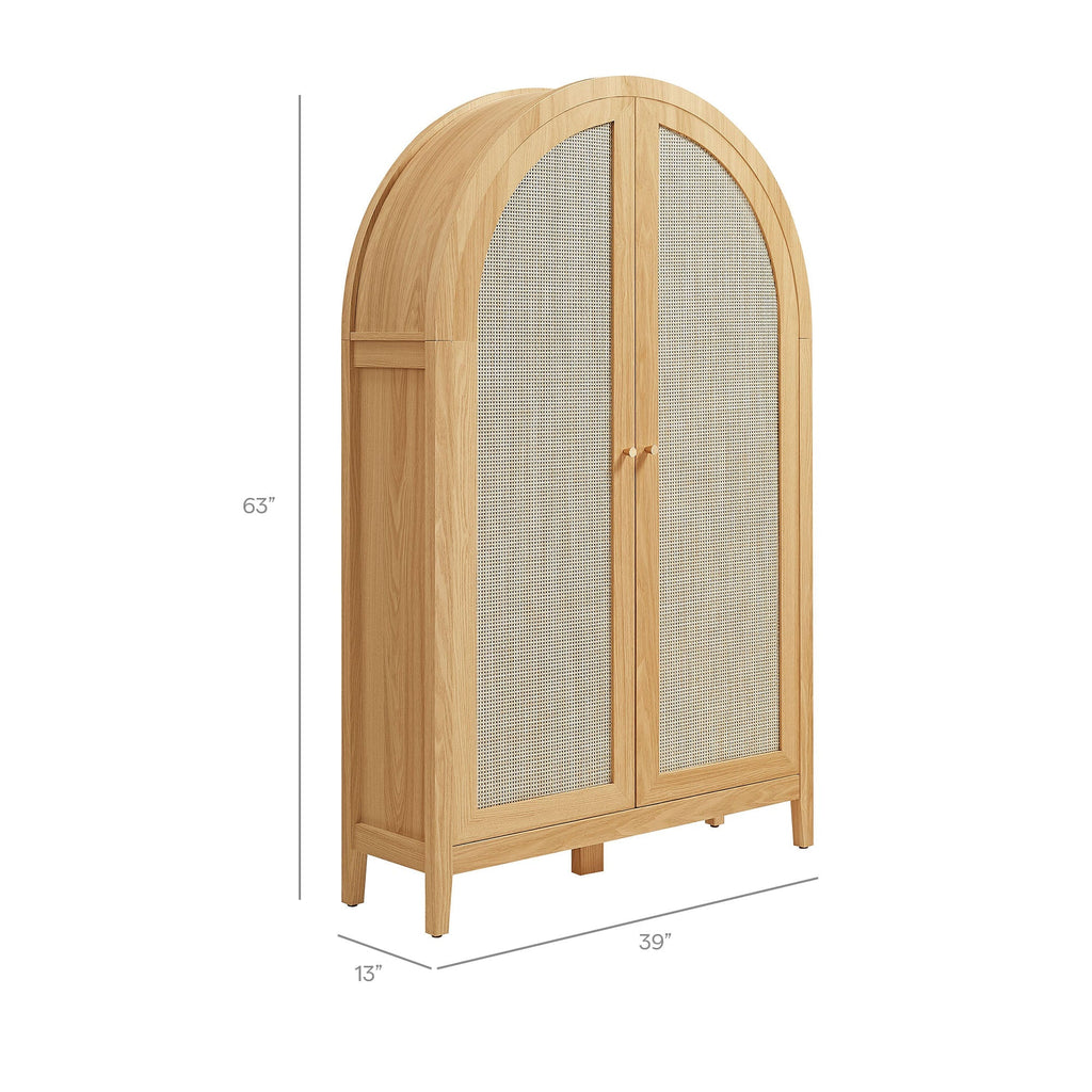 Calista 63 Inch Arched Storage Cabinet With Folding Desk